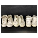 Three pairs of Wee Walker white vintage baby shoes