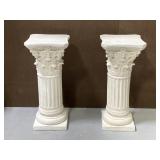 Two white plaster Greek column pedestals