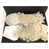 Lot of assorted cloth doilies/ small linens