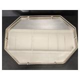 Vintage gold toned vanity mirror hexagonal tray