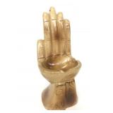 Carved wood hand ashtray