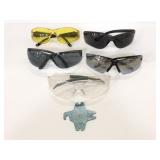 Five pairs of assorted sunglasses/ safety glasses