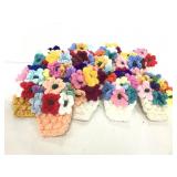 Crocheted flower baskets