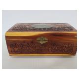 Carved wood jewelry box