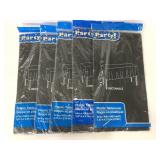 Five unopened black rectangle plastic tablecovers