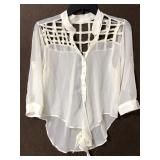 New Poof Couture sheer button up tie shirt