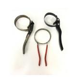 Two oil filter wrenches and clamp