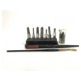 Vintage fountain pen and paint brush