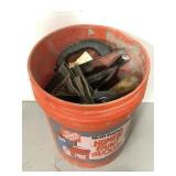 Five gallon bucket of assorted dry wall tools