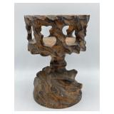 Carved wood or pedestal candle holder