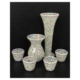 Iridescent glass mosaic planters & vases
