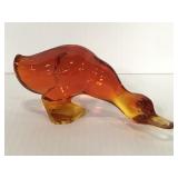 Amberina glass duck