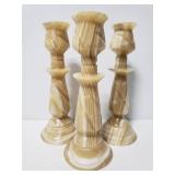 Stone candlestick trio