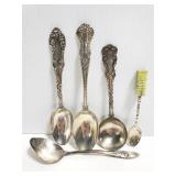 5 small sterling silver spoons