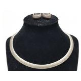 Matching silver necklace & clip on earrings - 925