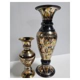 Egyptian style metal vase pair