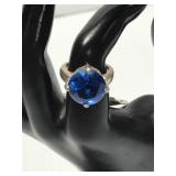 Blue stone silver toned ring