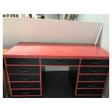 Red and black color block desk