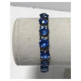 Vintage blue gem stone bracelet - marked Sterling