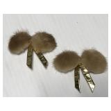 Vintage mink shoe clips