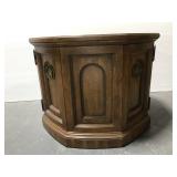 Wood octogan end table w/ storage