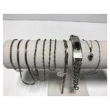 Various silver & metal necklaces & bracelets