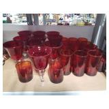 27pc red drinking glass set