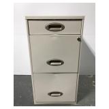 Three drawer white filing cabinet w/ keys