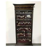 Bombay Co display w/ 59 souvenir spoon collection