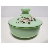 Jadite trinket dish with floral detail