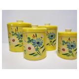 Vintage 4pc. Yellow metal kitchen canisters
