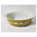 Pyrex green flower baking dish
