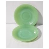 Fire King jadeite saucers pair
