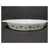 Pyrex teal snowflake divided dish