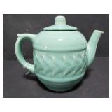 Vintage small green- blue tea pot