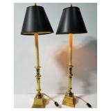 Pair of brass candlestick lamps