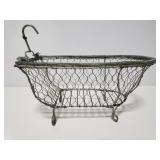 Wire basket bathtub decor piece