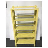 Wood Mission style yellow shelf rack