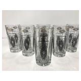 Set of gold & black starburst drinking glasses