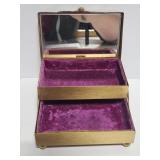 Gold toned 2 tiered metal jewelry box