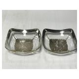 Two signed MCM George Briard square glass bowls