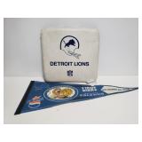 Detroit Lions seat cushion and pennant flag