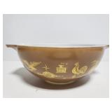 Large Pyrex brown rooster bowl