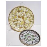 2 vintage mosaic art plates