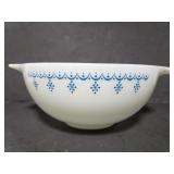 White with blue design Pyrex bowl