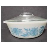 Covered glass casserole dish