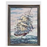 Framed paint by numbers clipper sail boat
