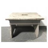 Rustic weathered wood gray painted stool