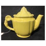 Yellow ceramic teapot - marked USA