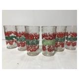 Vintage red & green floral drinking glasses